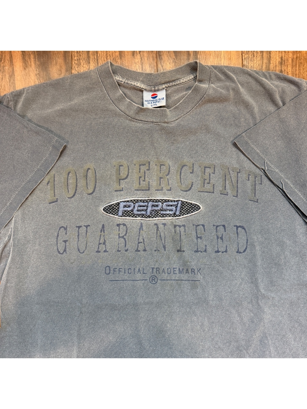 Vintage 90s Pepsi 100 Percent Guaranteed Promo T Shirt L/XL USA Single Stitch